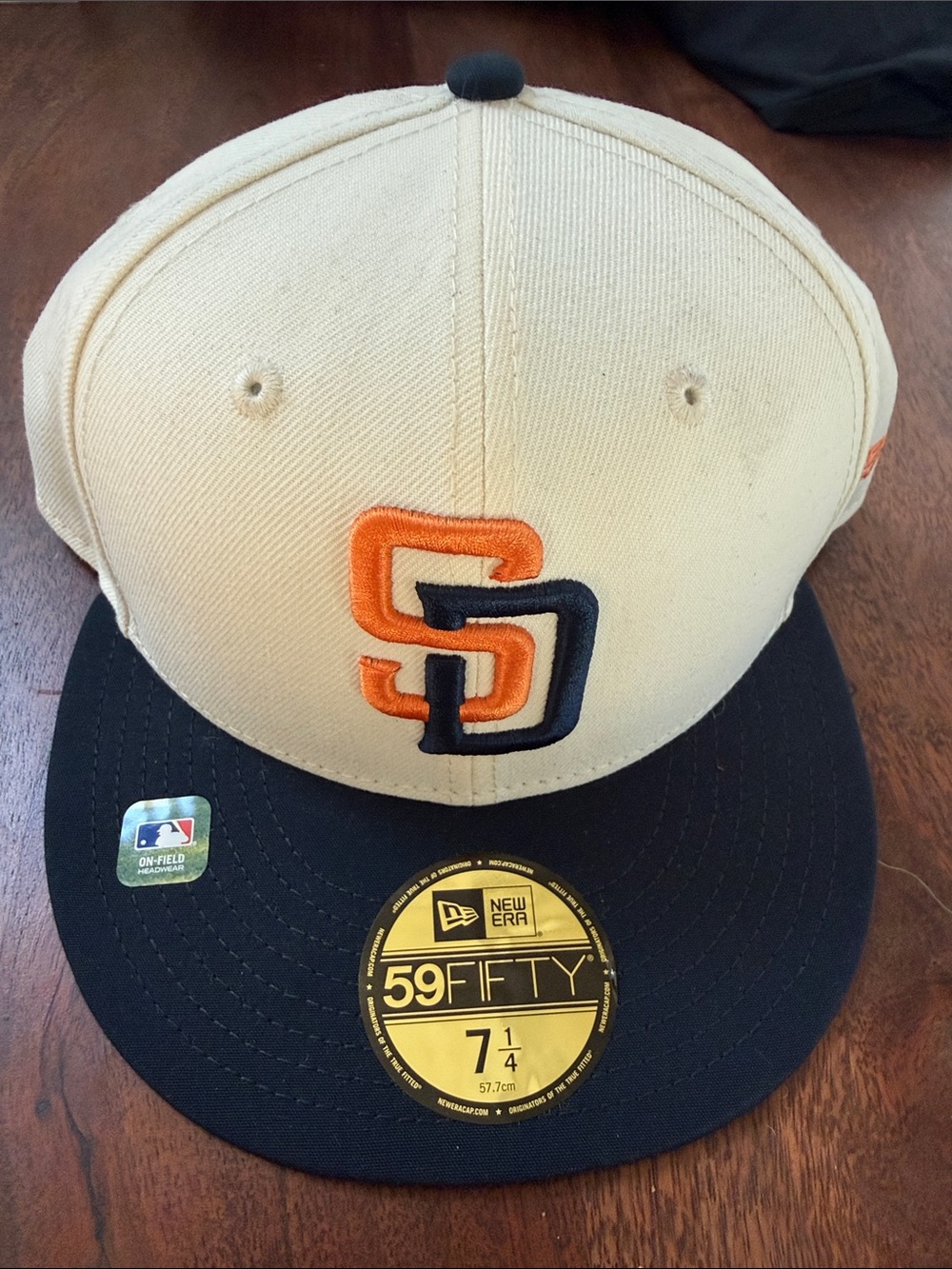 New Era San Diego Padres Two-Tone 59FIFTY Fitted Cap - Cream & Blue Mens 7 1/4